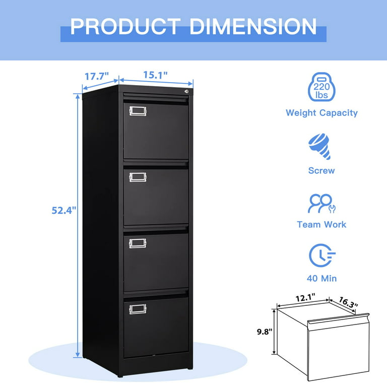4 Drawers File Cabinet with Lock, Filing Cabinets for Home Office, Metal  Locking Office File Storage Cabinets with Drawers, Vertical Small Filing  Cabinet Organizer for Legal/A4 