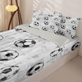thumbnail image 3 of Castle Fairy Soccer Ball Print Zipper Full Size Comforter Sets with Fitted Sheet and 2 Pillowcases, Sport Theme Zipper Bedding Set, White Black Gray,4pcs,Grey Reversible, 3 of 6