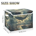 thumbnail image 5 of Yayeee Collapsible Storage Bin with Lid Fabric Closet Decorative Basket with Handles, Whale and Moon, 5 of 7