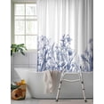 thumbnail image 2 of Split Shower Curtain for Transfer Bench, Blue Spring Floral Fabric Shower Curtains for Bathroom, Watercolor Botanical Summer Vintage Tub Sliding Transfer Bench Waterproof Bath Curtains 72"x84", 2 of 9