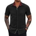 thumbnail image 1 of Camisas de Manga Larga para los Hombres de Color Sólido Botón Cuello Turndown Blusa Casual, Hombre de Manga Corta Botón Abajo Camisas, 1 of 9