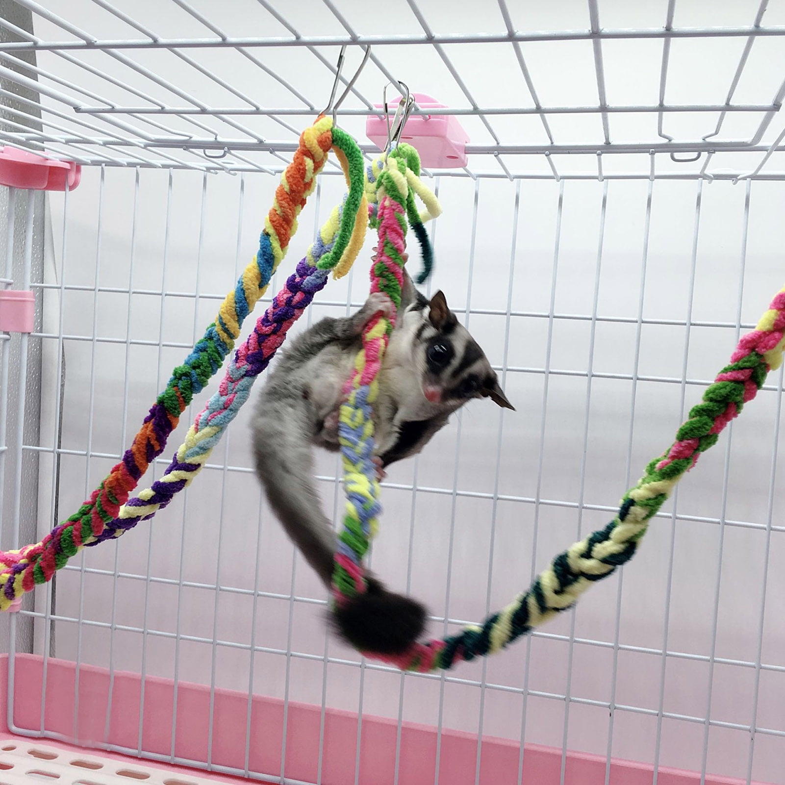 DOPI Pet Climbing Rope Multi-color Anti-shedding Super Soft Pet Hamster Swing Rope Bridge for Parrots