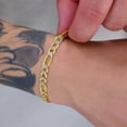 thumbnail image 2 of Nuragold 10k Real Yellow Gold Figaro Link 6.5mm Diamond Cut Two Tone Pave Chain Bracelet (8"-9") Italian Jewelry for Men, 2 of 8
