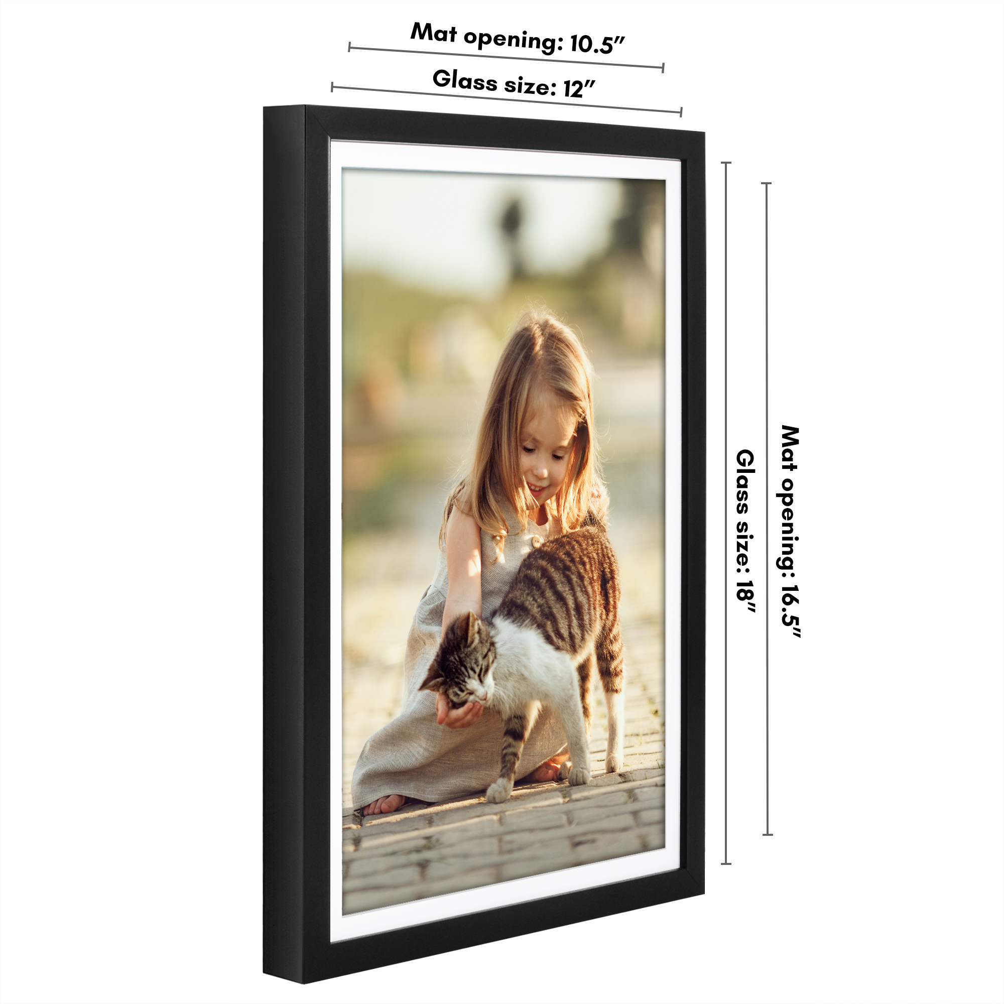 Americanflat 12x18 Poster Frame with Polished Plexiglass with 11x17 Mat Display Photo Soho Collection - Black