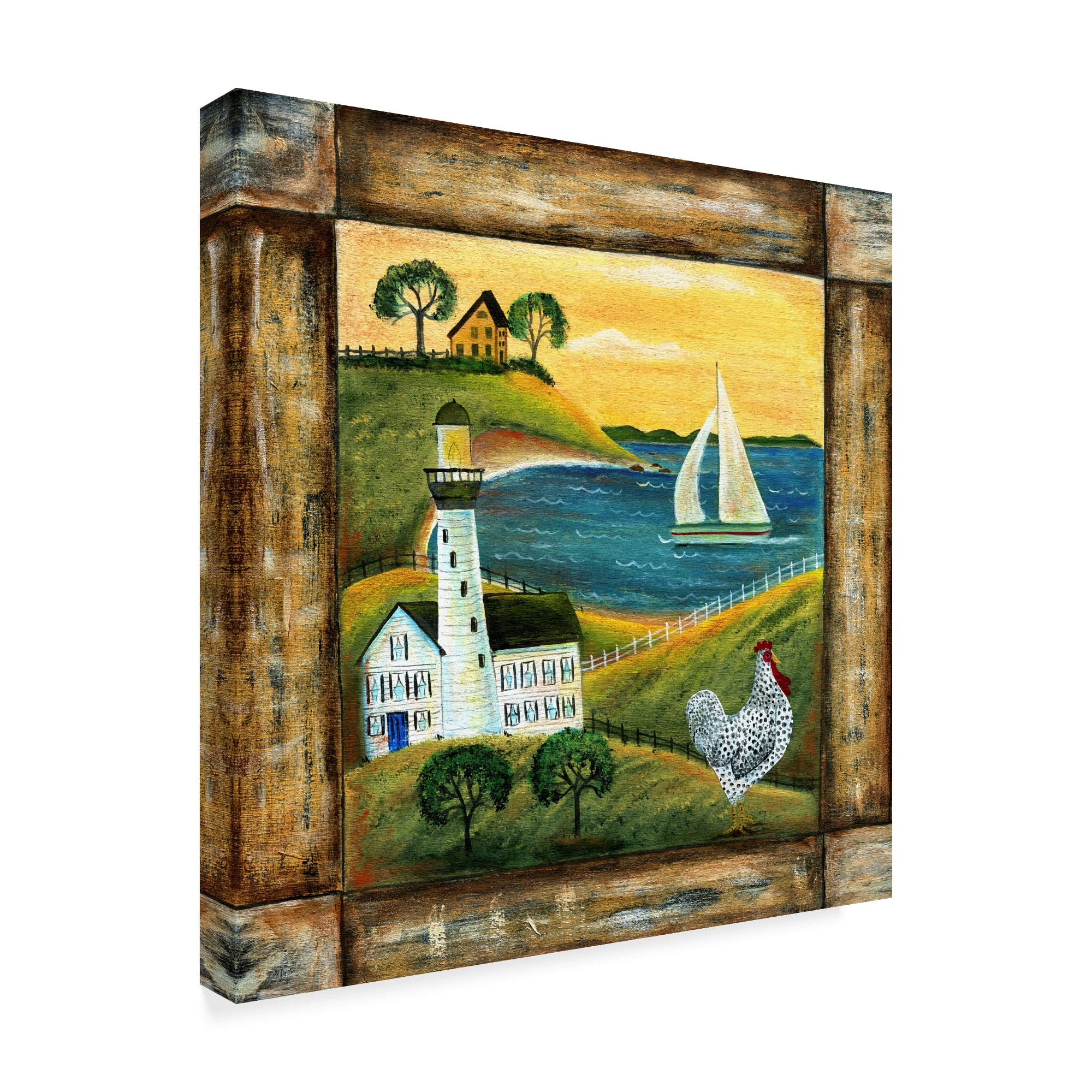 Trademark Fine Art 'Peace On Earth Country Chicken Rooster Square' Canvas Art by Cheryl Bartley