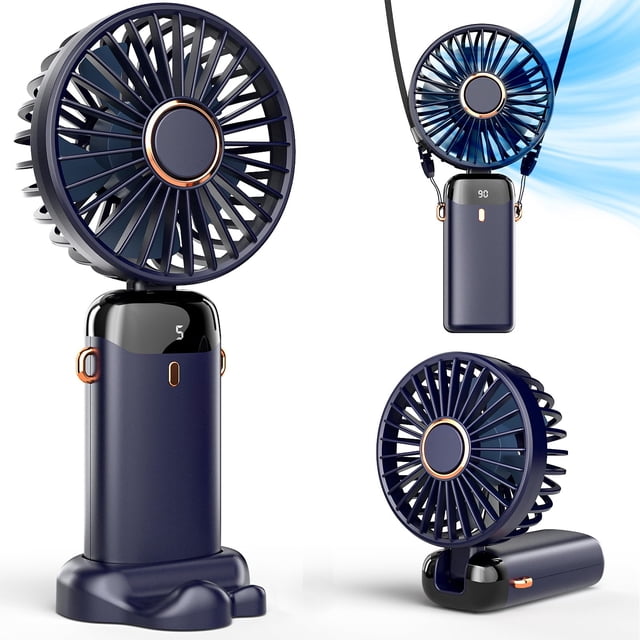 Ventilador portátil Koonie con base, 8 horas y 5 velocidades, recargable