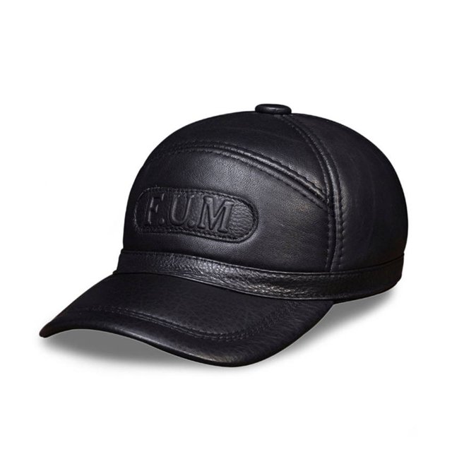 Plain Baseball Cap, Men Structured PU Classic Baseball Cap Hat,Winter for Elderly Father ,Fashion