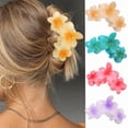 thumbnail image 2 of Lovely Hair Claw Colorful Flower Shape Hair Clip Shimmering for Woman Camping Ponytail Hair Delicate Jaw Clip for Girl, 2 of 7