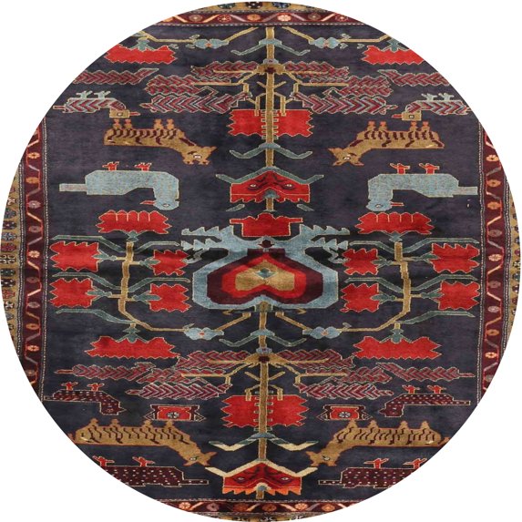 Ahgly Company Indoor Round Traditional Brown Animal Area Rugs, 3' Round