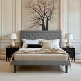 thumbnail image 3 of Amolife Queen Bed Frame with Adjustable Headboard, Fabric Upholstered Platform Bed, No Box Spring Required, Light Gray, 3 of 8