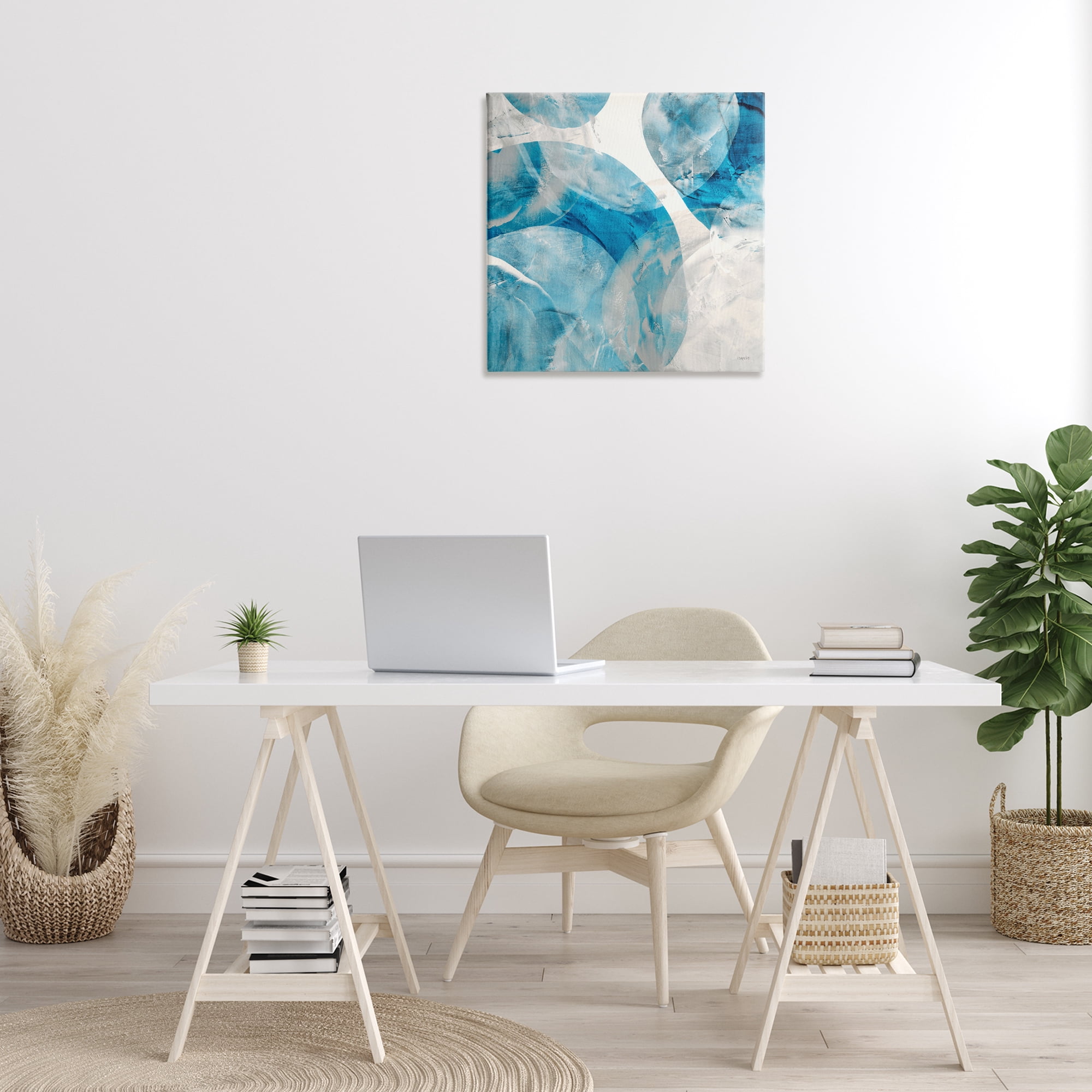 Stupell Industries Opaque Blue Spheres Abstract Painting Gallery Wrapped Canvas Art Print Wall Art, 24 x 24