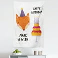 thumbnail image 1 of Fox Tapestry, Fox in a Birthday Hat Happy Birthday Make a Wish Lettering Occasion Theme Cartoon, Fabric Wall Hanging Decor for Bedroom Living Room Dorm, 5 Sizes, Multicolor, by Ambesonne, 1 of 1