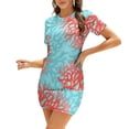 thumbnail image 1 of Robe Évasée Corail Col Carré Robe Élégante Mode Féminine Imprimée Motifs Océan Corail Récif Océan Mer Bleu, 1 of 5