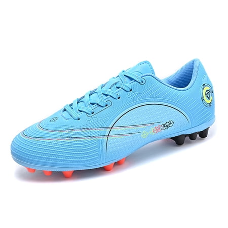 Mens Soccer Cleats Blue Teenager Trainning Football Shoes US 6.5