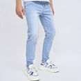 thumbnail image 6 of Men's Relaxed Fit Jeans Light Blue Jeans Zipper Wash Elastic Trend Outdoors Trousers Denim Pants for Men Light Blue2 2XL, 6 of 8