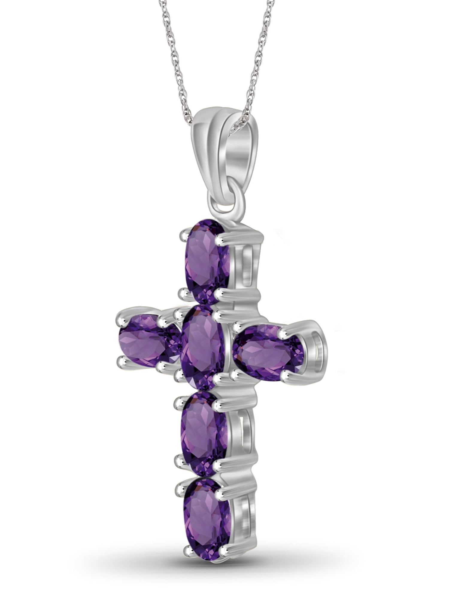 JewelersClub Silver Cross Necklaces for Women –Silver Cross Necklace for Women Over .925 Sterling Silver Cross – Amethyst Necklace – Hypoallergenic Cross Pendant