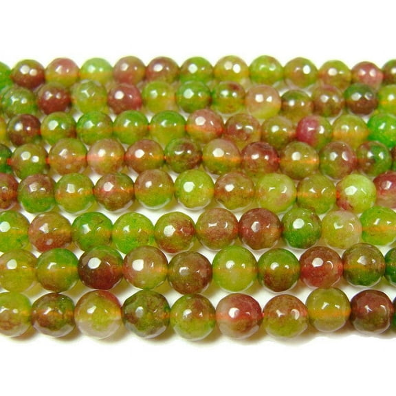 6mm Green And Red Jade Faceted Round Beads Genuine Gemstone Natural Jewelry Making