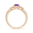 thumbnail image 2 of ANGARA Natural Oval 1.15 ct Amethyst Bypass Ring with Trio Diamond Accents in 14K Rose Gold for Women (Size-8x6mm) | February Birthstone, Anniversary, Jewelry Gift for Women | Natural Amethyst Ring, 2 of 9