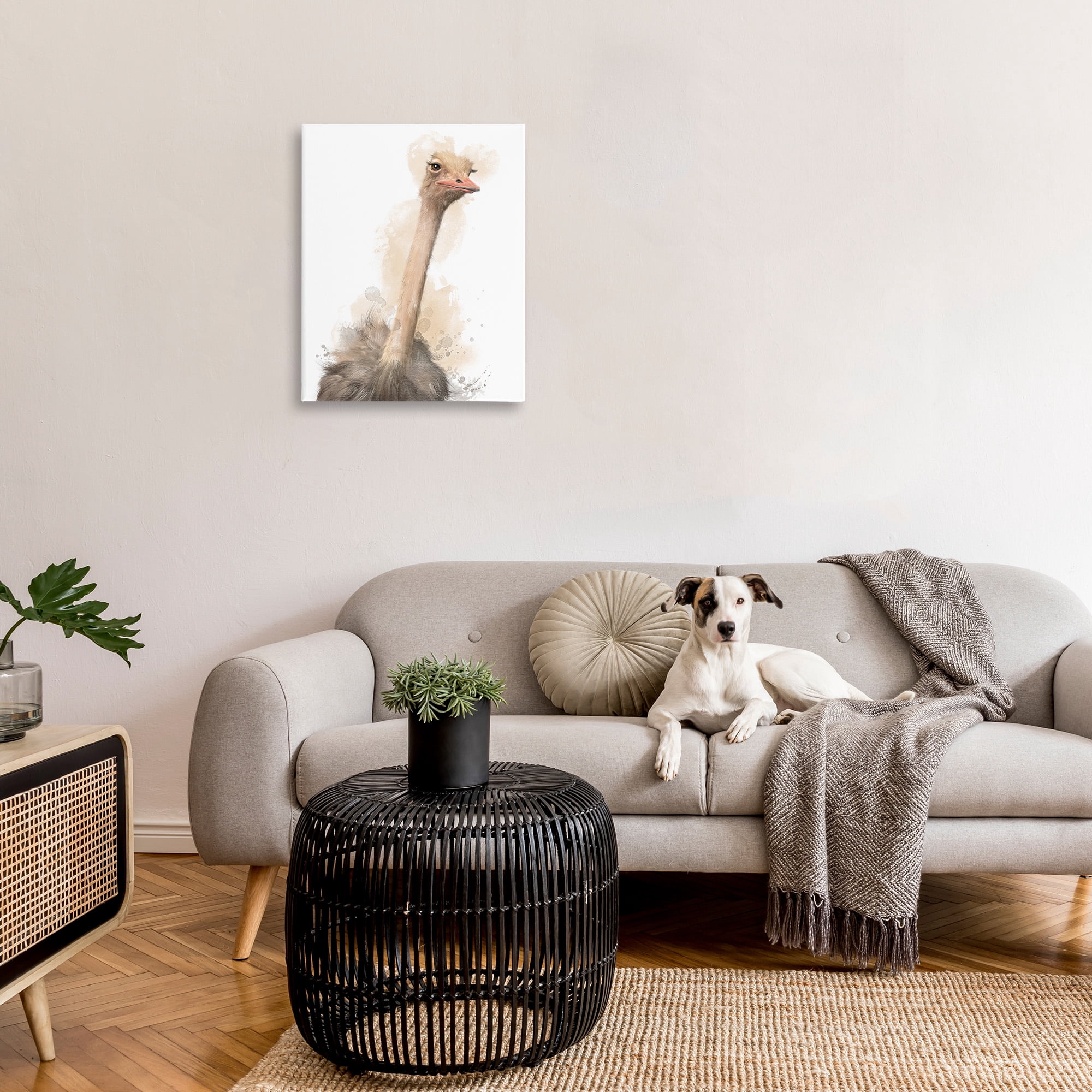 Stupell Industries Ostrich & Modern Splatter Animals & Insects Painting Gallery Wrapped Canvas Art Print Wall Art, 24 x 30
