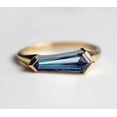 thumbnail image 3 of Tapered Baguette-Cut Lab-Created London Blue Topaz Bar-Set Fancy Ring in 925 Sterling Silver – Elegant Jewelry for Her, 3 of 6