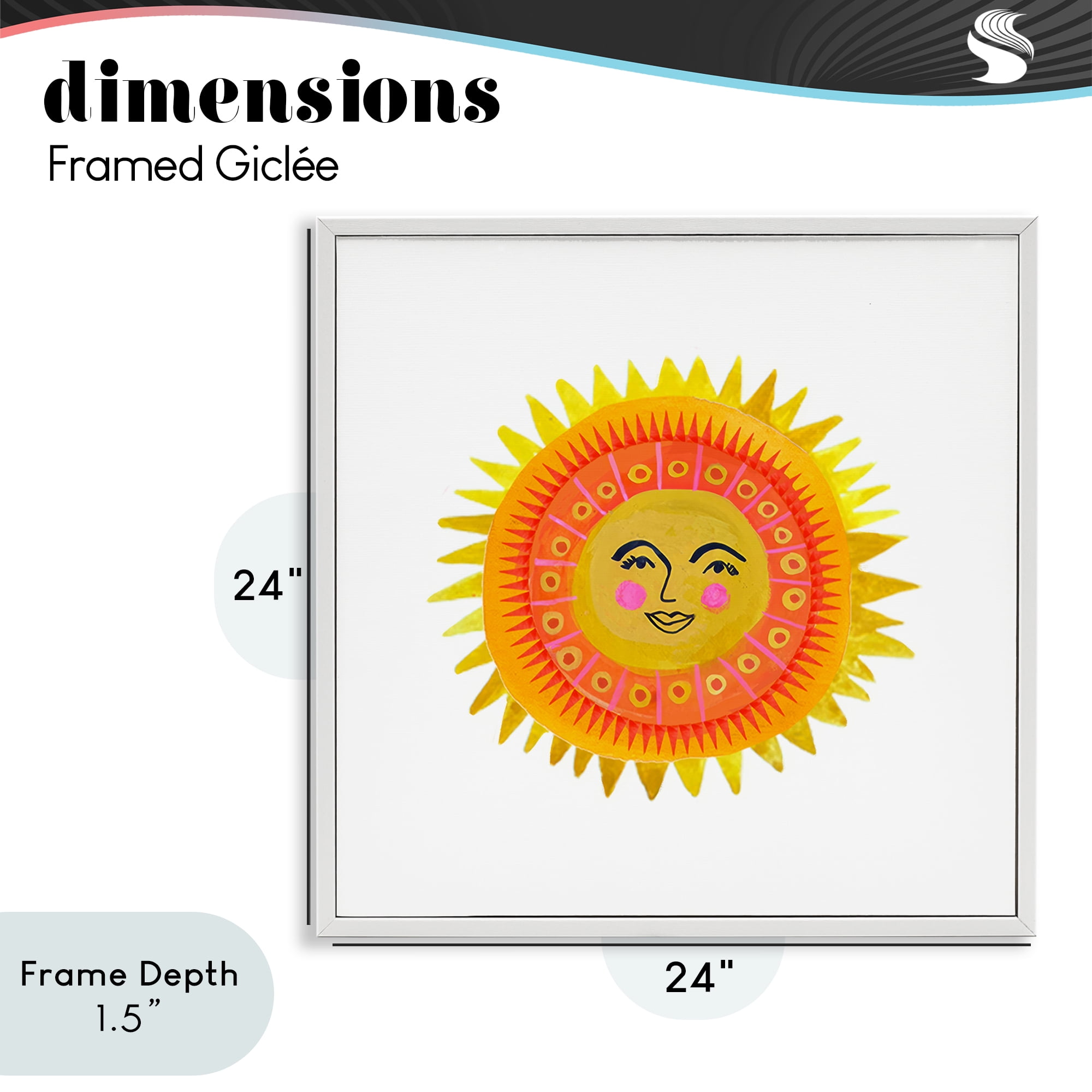 Stupell Industries Eccentric Bohemian Sun White Framed Giclee Art, design by Katherine Herrell Studio