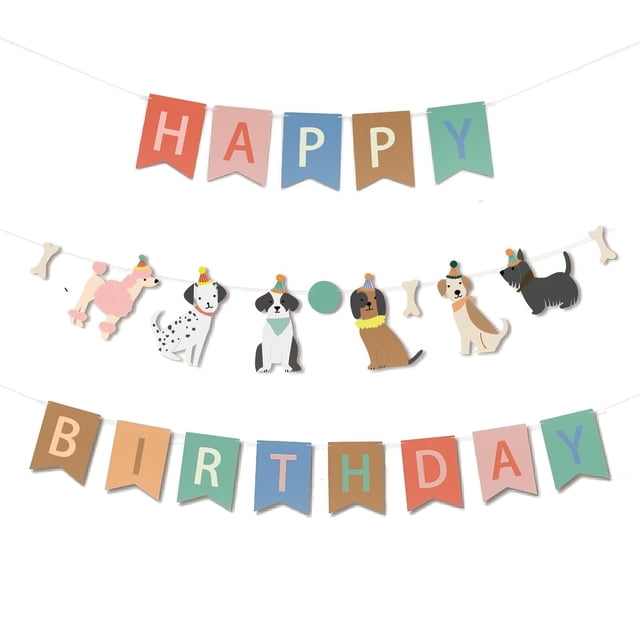 Banner de decoración de cumpleaños con dibujos animados de perros TSOUOEA para niños