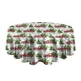 thumbnail image 5 of White Christmas Red Truck and Tree Pattern Round Tablecloth 60"x60",Wrinkle Wipeable Table Cloth for Kitchen Dining Room Picnic Patio Party, 5 of 6