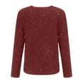 thumbnail image 4 of ZJXFGS Womens Long Sleeve Shirts Glitter Top Sweatshirt For Women Holiday Outfits For Women Long Sleeve Tops Sequin Sweaters For Women Business Casual Tops For Women Brick Red M, 4 of 9