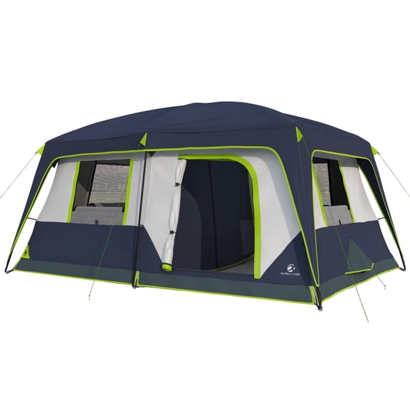 Sophia & William 10 Person Camping Tent 14x10FT All-Weather Large Family Cabin Tent with 2-Room Partition, Blue