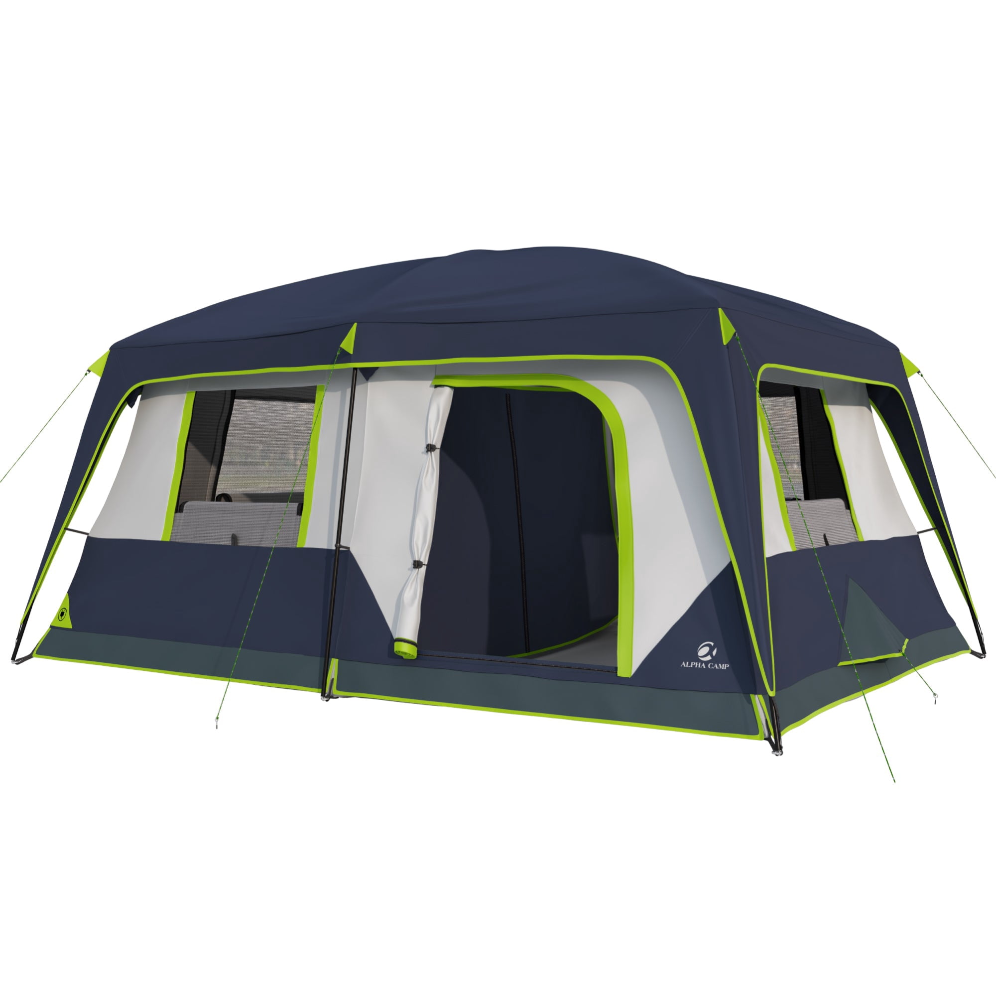 Sophia & William 10 Person Camping Tent 14x10FT All-Weather Large Family Cabin Tent with 2-Room Partition, Blue