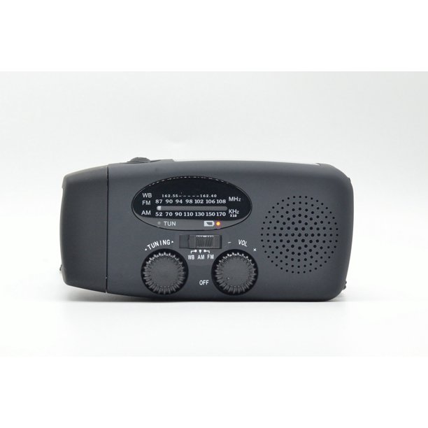 Miniradio de emergencia recargable con energía solar enlatada a mano con función de iluminación