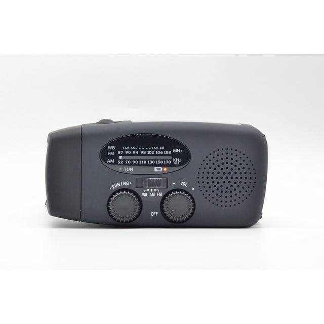 Miniradio de emergencia recargable con energía solar enlatada a mano con función de iluminación
