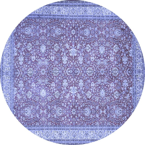 Ahgly Company Machine Washable Indoor Round Persian Blue Traditional Area Rugs, 5' Round