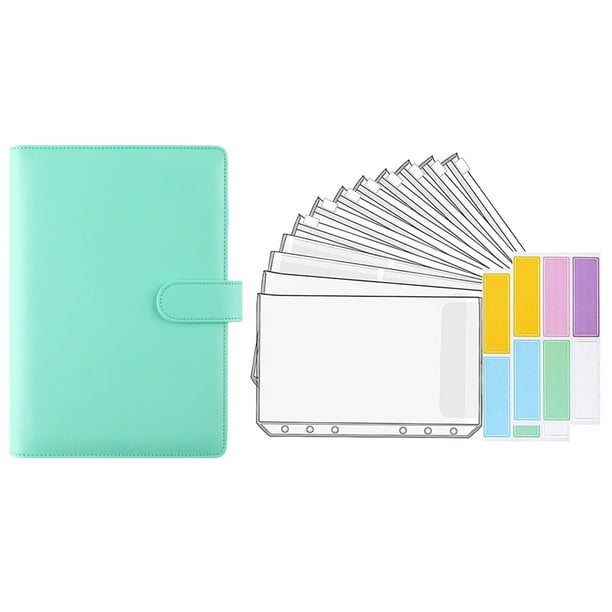 Essen 1 Set Budgets Planner Transparent Pockets Waterproof Faux Leather Receipt Coupon Cash Envelope Binder Office Supplies
