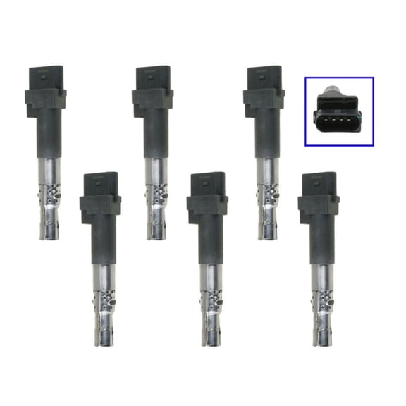 TRQ Ignition Coil w/ V6 3.2L 3.6L Set of 6 Kit for TT Cayenne Passat ICA61493