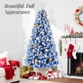 thumbnail image 4 of Best Choice Products Artificial Flocked Christmas Tree, 6ft Premium Unlit Colorful Pine Holiday Decor w/Stand - Baby Blue, 4 of 9