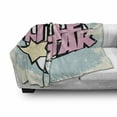 thumbnail image 3 of Popstar Party Soft Flannel Fleece Throw Blanket, Grungy Display Pop Art Style Retro Little Star Typography, Cozy Plush for Indoor and Outdoor Use, 50" x 70", Pale Pink Pale Blue, by Ambesonne, 3 of 6