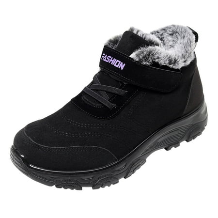 

Qufokar Women High Knee Boots Wide Calf Boots for Women Booties Winter That Tie Winter Warm Toe Snow Non Slip Flat Women Sport Flock Round Boots Fashion Keep Shoes Women S Boots