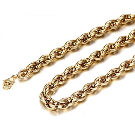 9/11mm Fashion Gold Twist Chain Stainless Steel Metal Necklace for Men Women