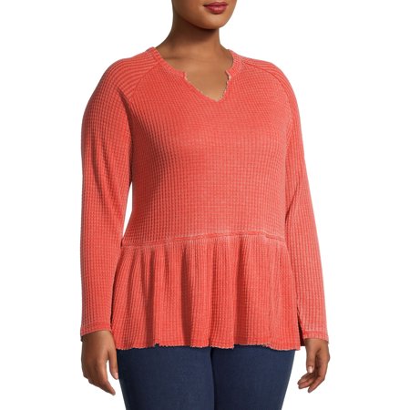 peplum waffle knit top