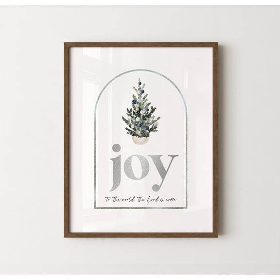 WestConfe Joy Christmas Wall Art, Christmas Poster, Christmas Wall Decor, Silver Art
