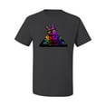 thumbnail image 2 of Neon Retro Rainbow DJ MC Hip Hop Cat | Mens Cat Lover Graphic T-Shirt, Charcoal, Medium, 2 of 4
