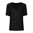 thumbnail image 3 of Scyoekwg Womens Summer Tops Casual Dressy Short Sleeve Loose Blouses Comfy Soft Tunic Tops V Neck Trendy Classic Solid Color Casual Blouses (#B=Black,XXXL), 3 of 8