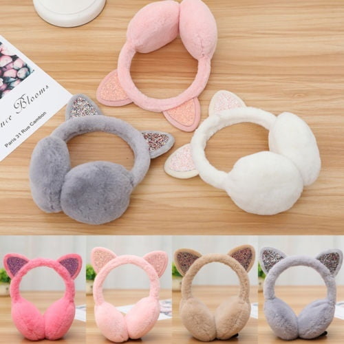 Cache-oreilles Chat Fourrure Chaud Femme Protection Oreilles Mignon Doux Moelleux Nouveauté Cache-Oreilles