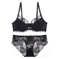 thumbnail image 3 of Ropa interior sexy europea y americana de talla grande para mujer, sujetador de encaje transpirable transparente ultrafino, conjunto de sujetador antiflacidez pequeño con pecho grande, 3 of 5
