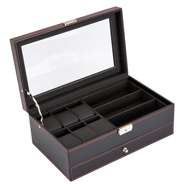 Estuche de Exhibición de joyería Sunnimix doble capa con cajón 12 ranuras