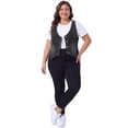 thumbnail image 3 of DARING DIVA Women's Plus Size Button Down Casual Sleeveless Jean Jacket 3X Gray, 3 of 6