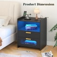 thumbnail image 2 of Nightstand with Wireless Charging Station, Smart Night Stand with 24 Color LED Lights, Modern Bedside Table with 2 Drawers (Black), 2 of 7