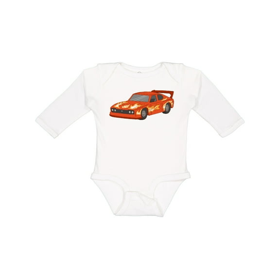 Inktastic Red Flames Race Car Boys or Girls Long Sleeve Baby Bodysuit