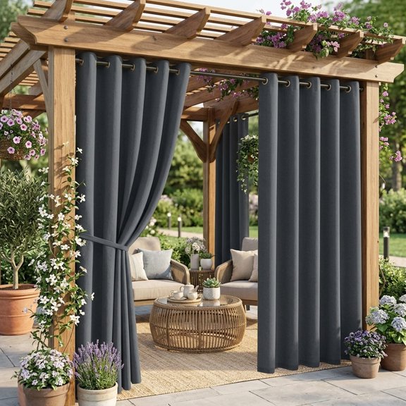 Lapalife Outdoor Curtains for Patio Waterproof W71xL84, Blackout Weighted Outside Curtains Weatherproof UV Resistant Privacy for Porch, Pergola, Dark Gray, 1 Panel